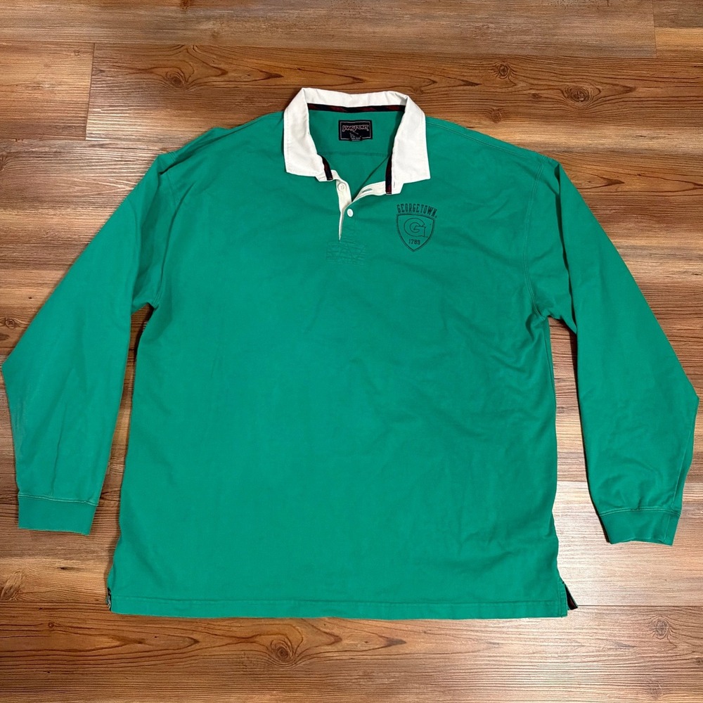 Jansport Georgetown University Rugby Shirt Mens XXL Long Sleeve Polo Cotton